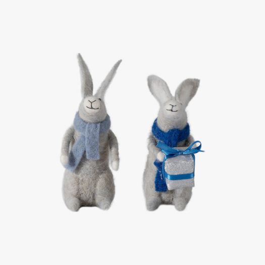 Jack and Jill Gifting Hares in Grey - Set of 2