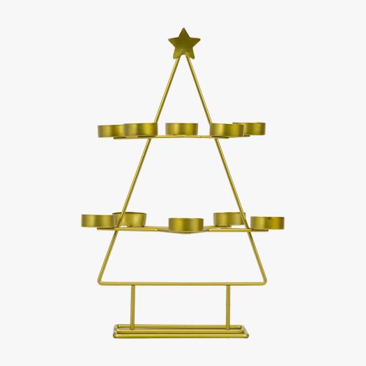 Christmas Tree Tealight Holder in Gold