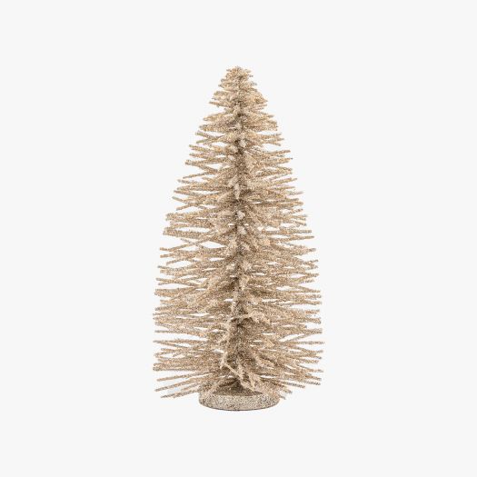 Decarie Glittered Brush Tree in Champagne, Small