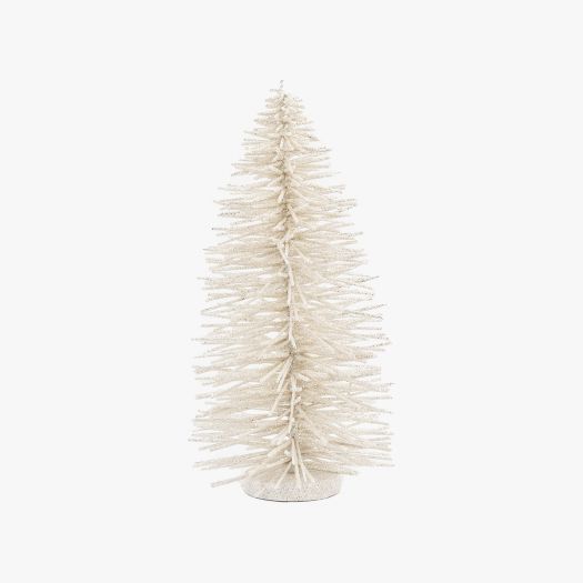 Decarie Glittered Brush Tree in White, Small