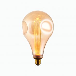 Ora Large LED dimpled globe shaped bulb with amber glass