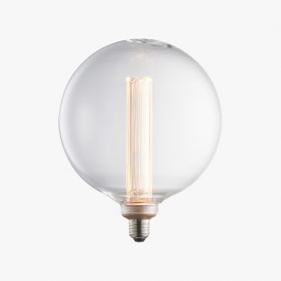 Garnet LED globe shaped bulb with clear glass