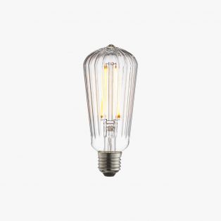 Garnet LED ribbed pear shaped bulb with clear glass
