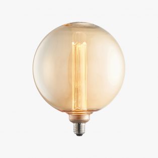Garnet LED globe shaped bulb with amber glass