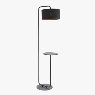 Harlee Black Standing Floor Lamp with Table