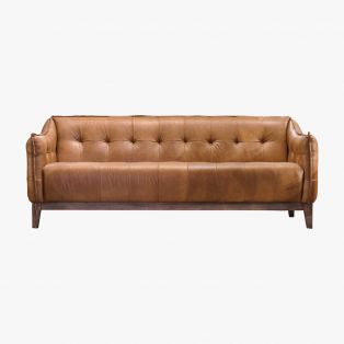Parker Three-Seater Leather Sofa in Golden Brown