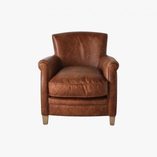 Remington Leather Lounge Chair in Vintage Brown