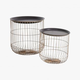 Lila Round Cage Side Tables, Set of Two