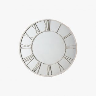 Tick Tock Outdoor Mirror in Distressed White